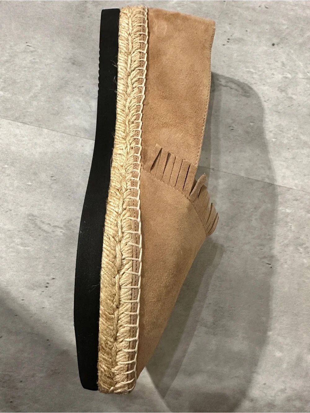 Paloma Barceló Daniela Tan Suede Espadrille Flats with Fringe